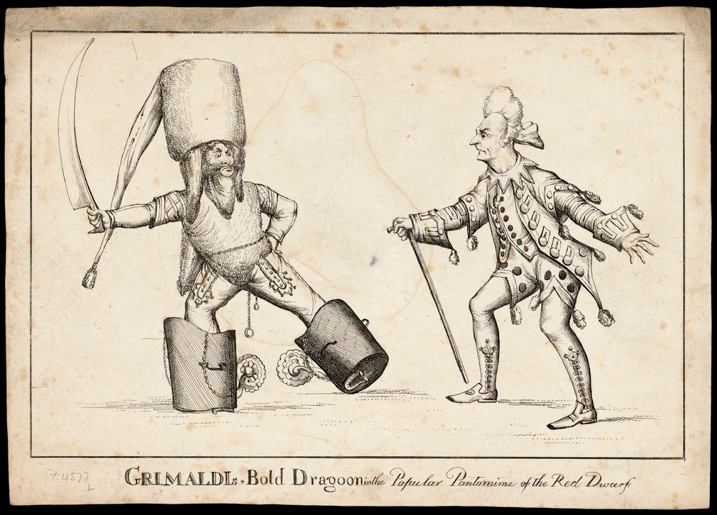 Jospeh Grimaldi als Hussar und ein Clown